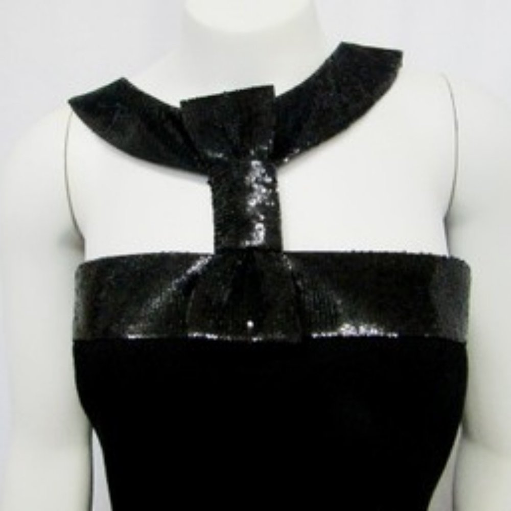 Michael Kors Evening Collection Black Halter Dress NEW 10 Medium Sequins